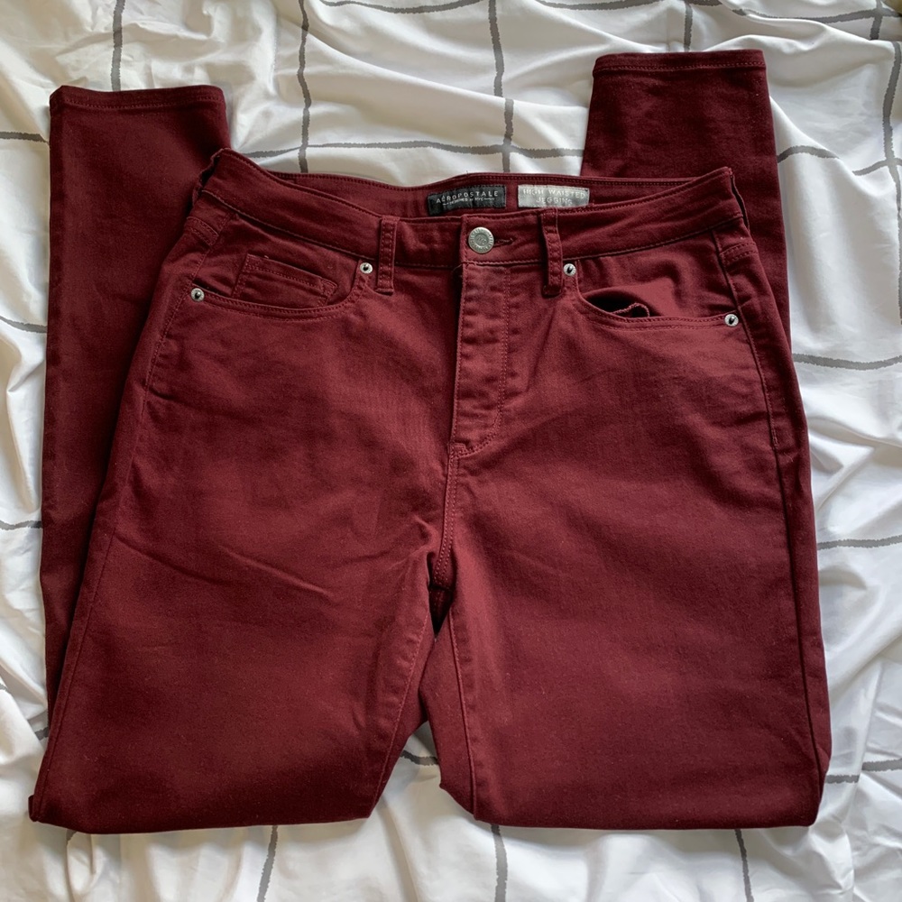 high rise aéropostale burgundy jeggings